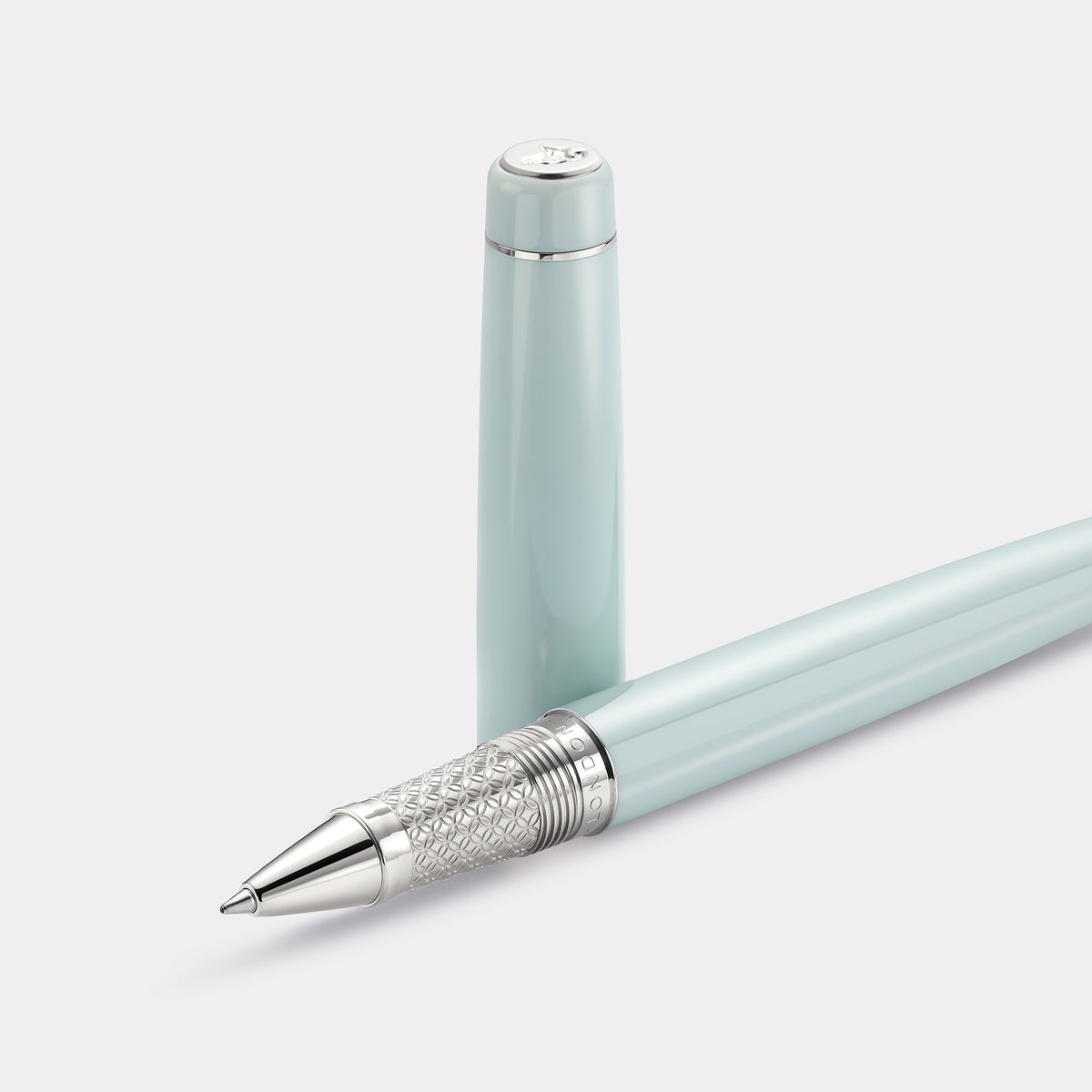 Tangier Mosaic Chalcedony Blue Rollerball Pen – Steel