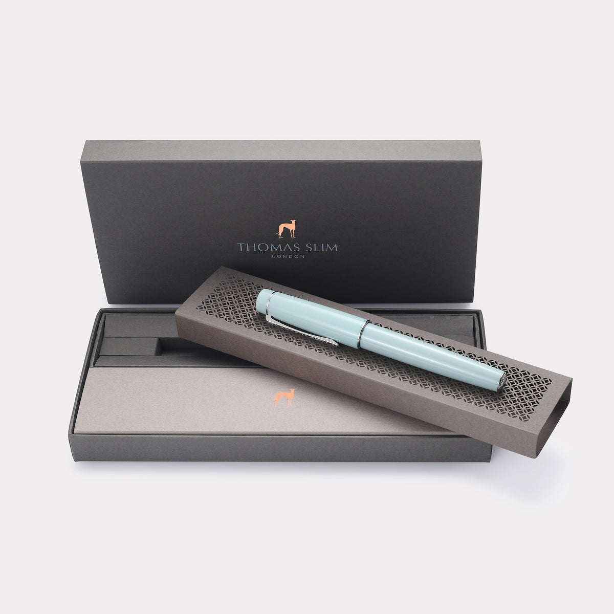 Tangier Mosaic Chalcedony Blue Rollerball Pen – Steel