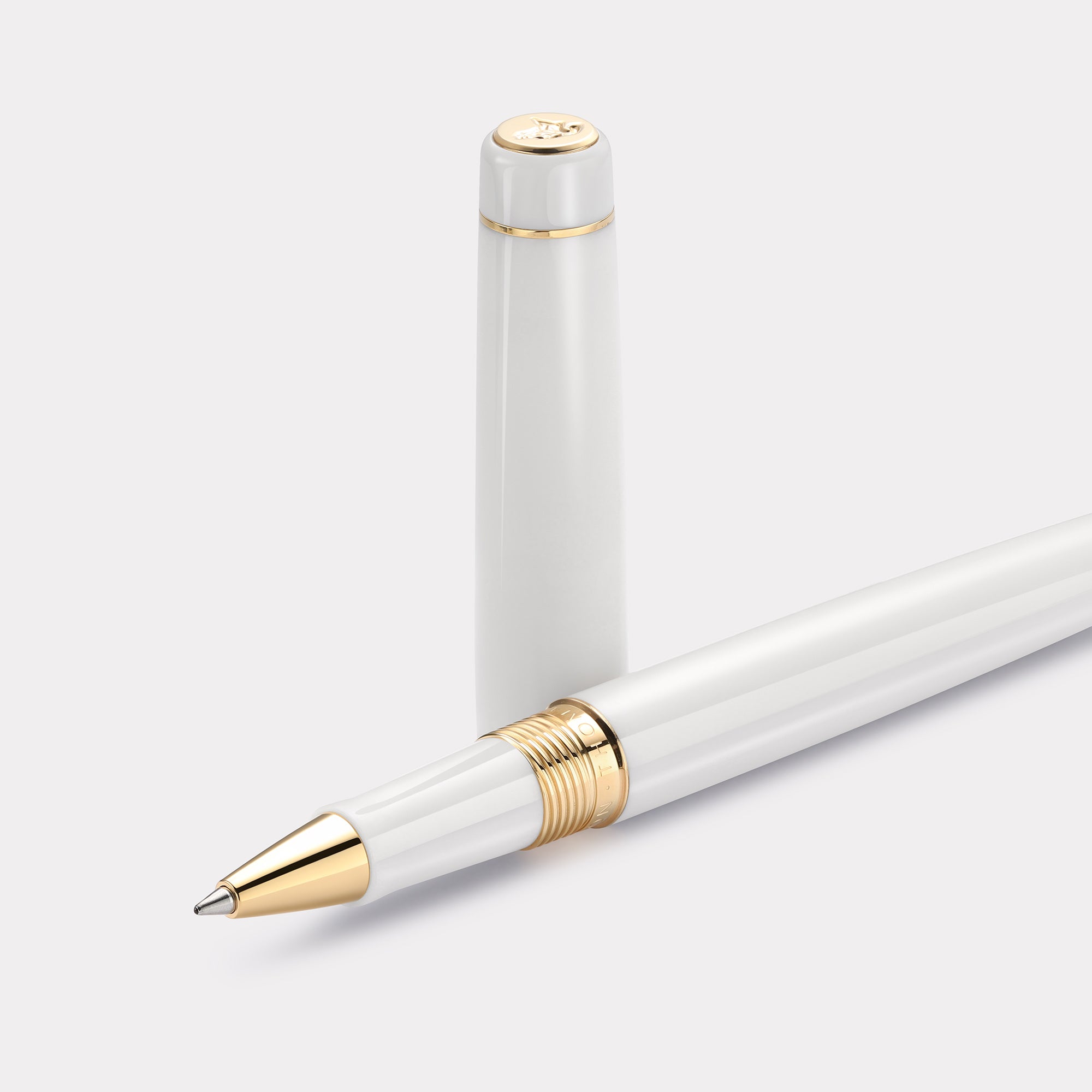 Tangier Classic Alabaster White Rollerball Pen – Gold