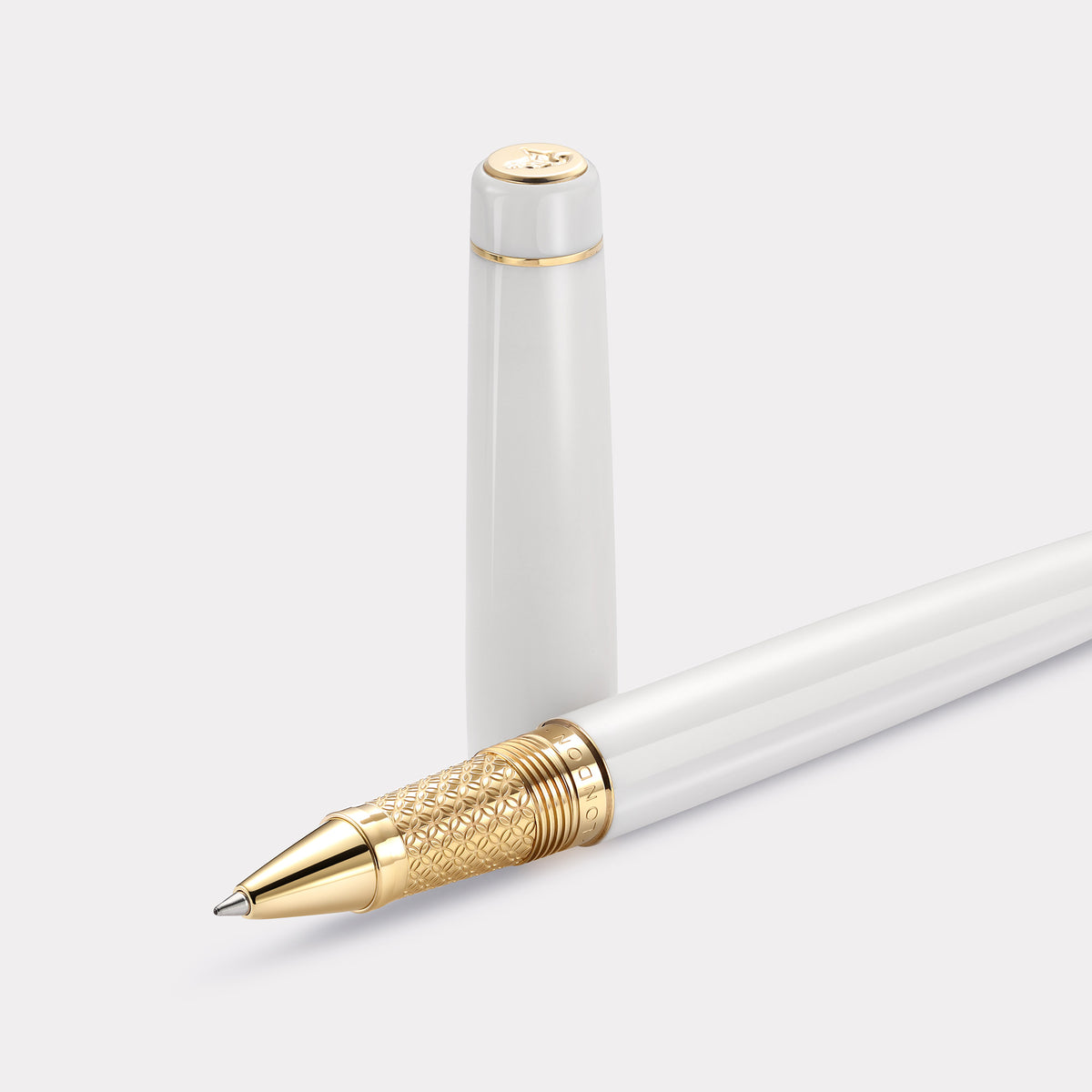 Tangier Mosaic Alabaster White Rollerball Pen – Gold